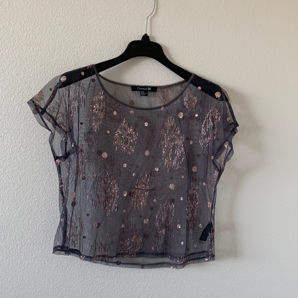 Forever 21 gold and navy sheer blouse ❤️